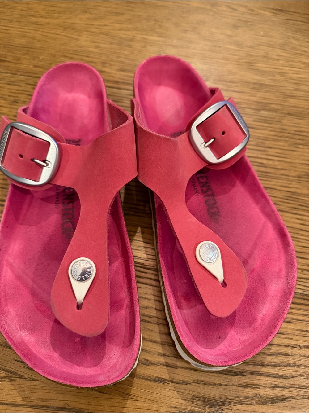 Birkenstock Gizeh Pink Thong Sandals with Buckle